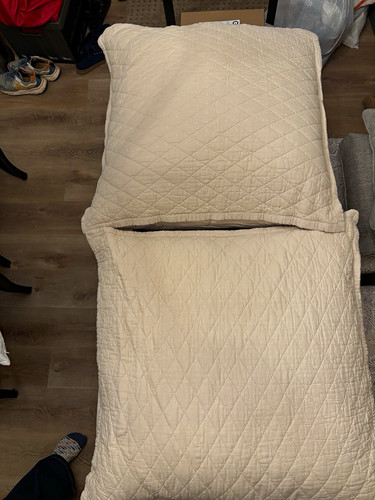 Pair beige quilted - of, square
