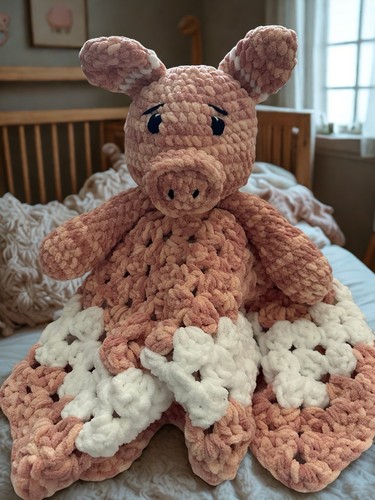 Pig lovey blanket handmade - blanket,